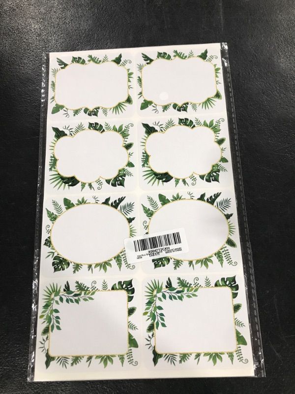 Photo 2 of 104 Pcs Tropical Leaves Name Tags Stickers for Kids Spring Summer Classroom Decor Greenery Name Tag Labels Party Name Tags for Party Field Trips Office Home(3X 2.5")