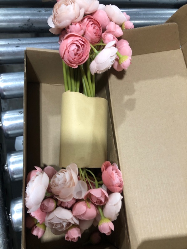 Ling's Moment Ranunculus Artificial Flower, Faux Silk Mini Ranunculus