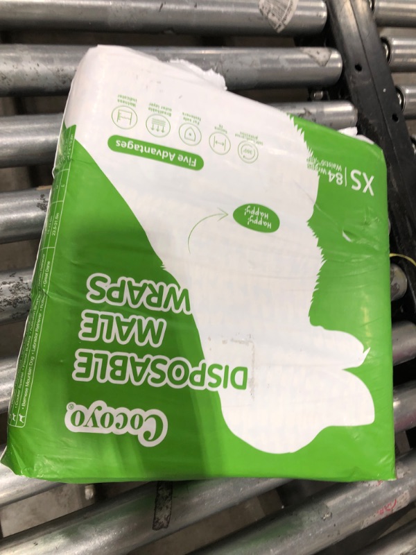 Photo 1 of COCOYO Disposable Male Dog Wraps, Extra Small Size, 84 Count, Super Absorbent, Breathable, Wetness Indicator Green