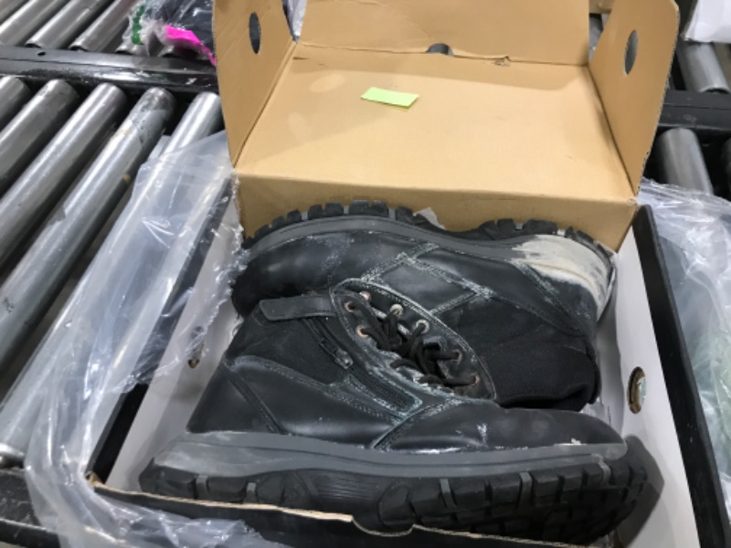 Photo 2 of OUXX Mens Work Boots, YKK Zipper, Steel Toe Shoes, Anti-Slip Rubber Sole, Leather Upper, Puncture-Proof(Black, OX2518, US 11)