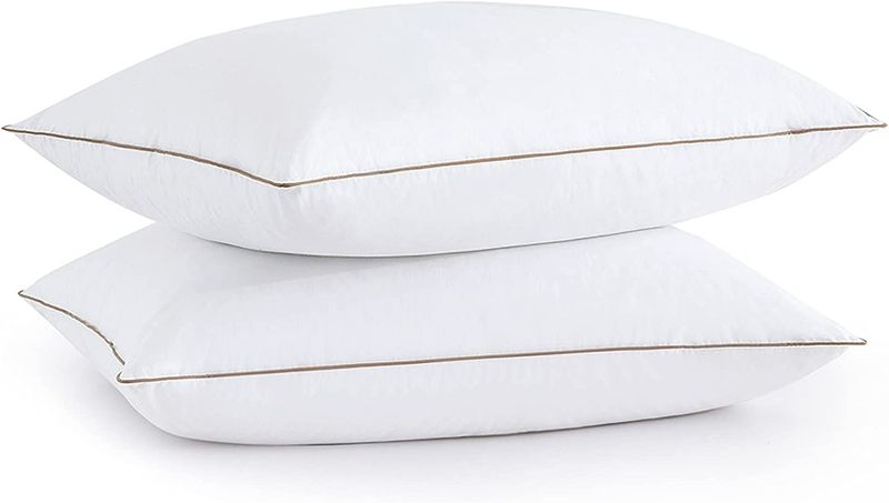 Photo 1 of Puredown® Goose Feathers and Down Pillow, Made in USA Premium White Bed Sleeping Breathable Hotel Collection Pillows, 2 Pack, King Size
