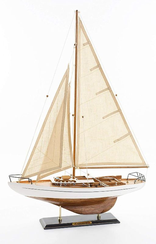 Photo 1 of SAILINGSTORY Wooden Sailboat Model Decor Boat Model Ship Sailboat Decor Yacht Model Concordia Antique Finish Ivory
