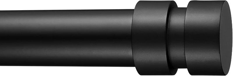 Photo 1 of BRIOFOX Black Curtain Rods for Windows 38 to 72 inch, Adjustable Modern Window Curtain Rod 1 Inch With End Cap Design Finials, Decorative Drapery Curtain Rod
