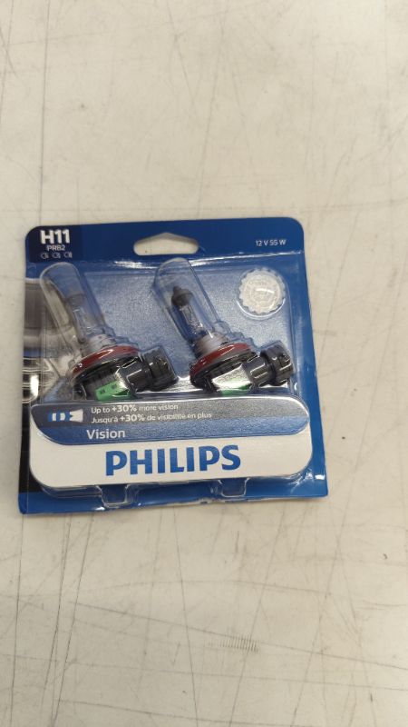 Photo 2 of Philips Automotive Lighting H11 Vision Upgrade Headlight Bulb with up to 30% More Vision, 2 Pack,12362PRB2, white