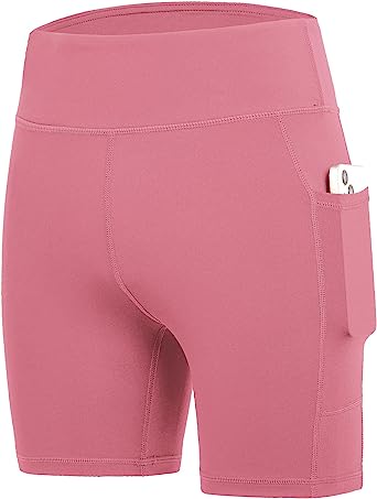 Photo 1 of DEVOROPA Girls 5" Spandex Volleyball Shorts Stretch Youth Athletic Gymnastics Shorts Kid Yoga Dance Compression Shorts Pocket
