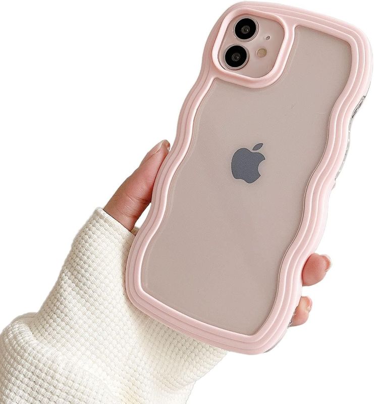 Photo 1 of Ownest Compatible with iPhone 11 Case, Cute Transparent Case Simple Wave Aesthetic Cover Protection Shockproof Soft TPU Cover Women Girls Case for iPhone 11-White
