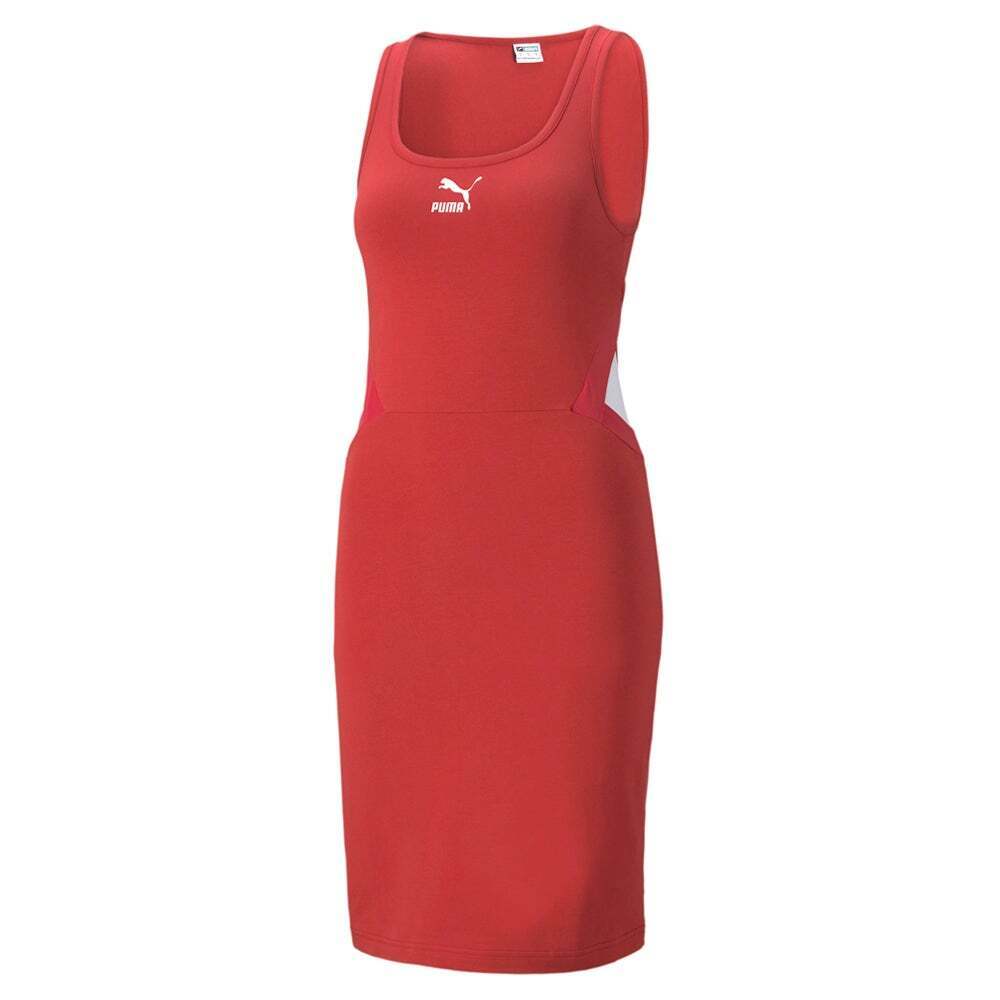 Photo 1 of Puma Womens American Beauty Red Ribbed Scoop-Neck Bae Dress Sz M
