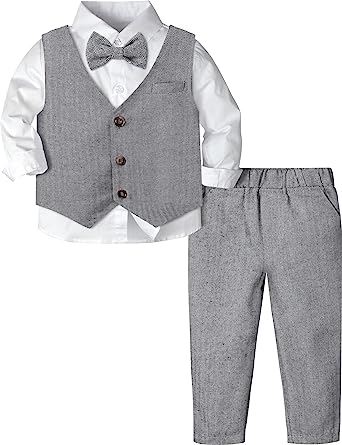 Photo 1 of A&J DESIGN Toddler & Baby Boys Gentleman Outfit 3pcs Tuxedo Formal Suit Shirt & Pants & Vest 4-5T