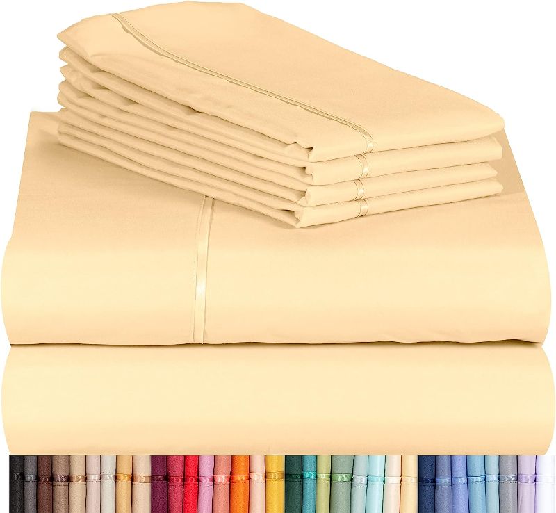 Photo 1 of LuxClub 6 PC Sheet Set Bamboo Sheets Deep Pockets 18" Eco Friendly Wrinkle Free Sheets Machine Washable Hotel Bedding Silky Soft - Butter Full
