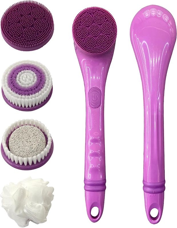 Photo 1 of Blushly Battery Powered Body Brush, with 4 Cleansing Brush Heads, Exfoliating Body Brush, 14 inches (Radiant Orchid)
