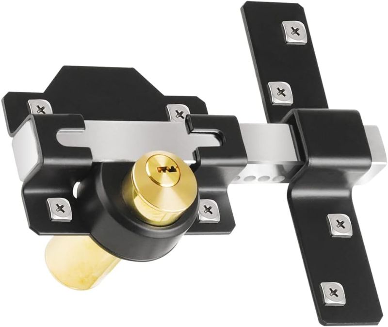 Photo 1 of Barn Door Lock, 2", Fence Gate Lock, Double Sided Gate Latch, Door Lock for Wooden Garden Gate with 5 Keys
