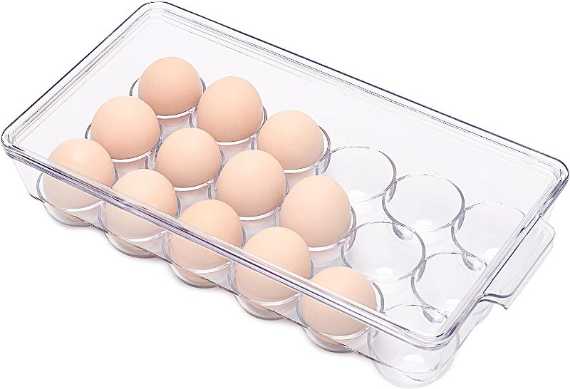 Photo 1 of Ambergron 18 Eggs Holder for Refrigerator, Clear Egg Container for Fridge, Kitchen
