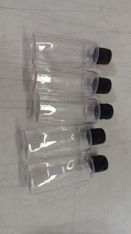 Photo 2 of Lisapack 3.4Oz Travel Bottles with Flip Cap (5 Pcs) Empty Transparent Dispenser Container for Travel Size Cosmetics (100ml, Clear)