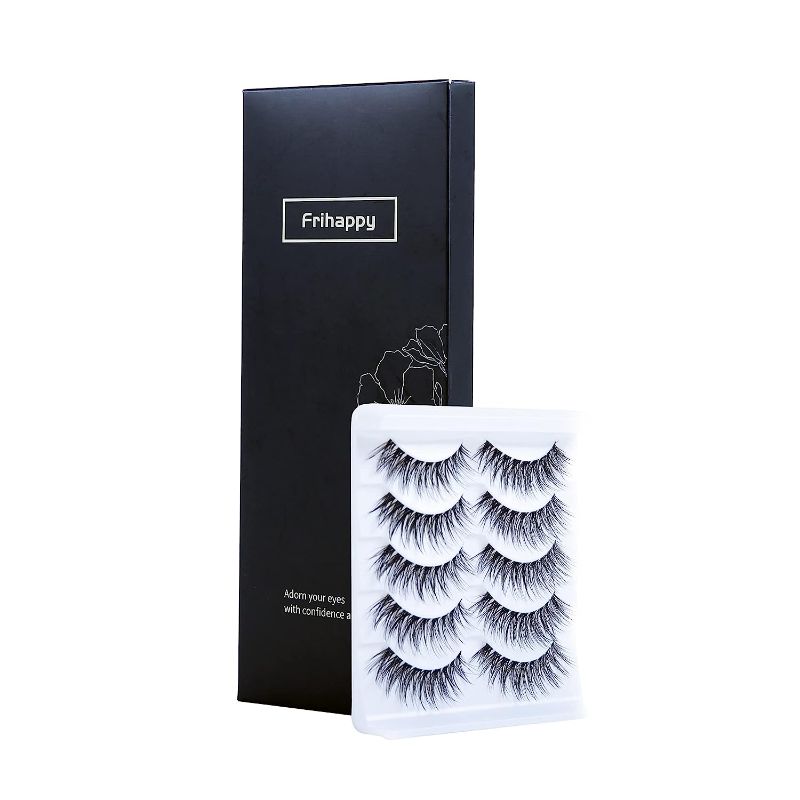 Photo 1 of Frihappy False Eyelashes Individual Natural Look Lashes 5 Pairs Soft Faux Mink Lashes 3D 6D Volume Fluffy Fake Eyelashes Packs BS39
