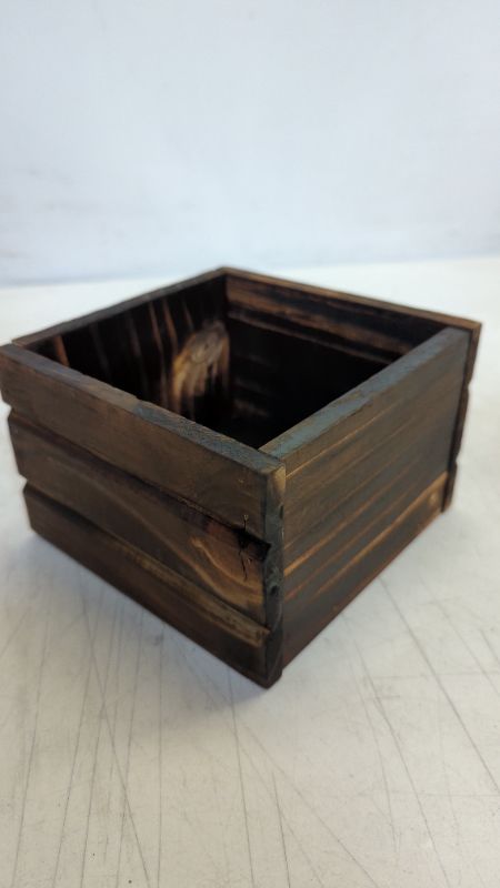 Photo 2 of Arlai Rustic Cube Planter Box, Rustic Style Succulent Plant Pots, Wood Decorative Craft Box, 5.9”, 1pcs