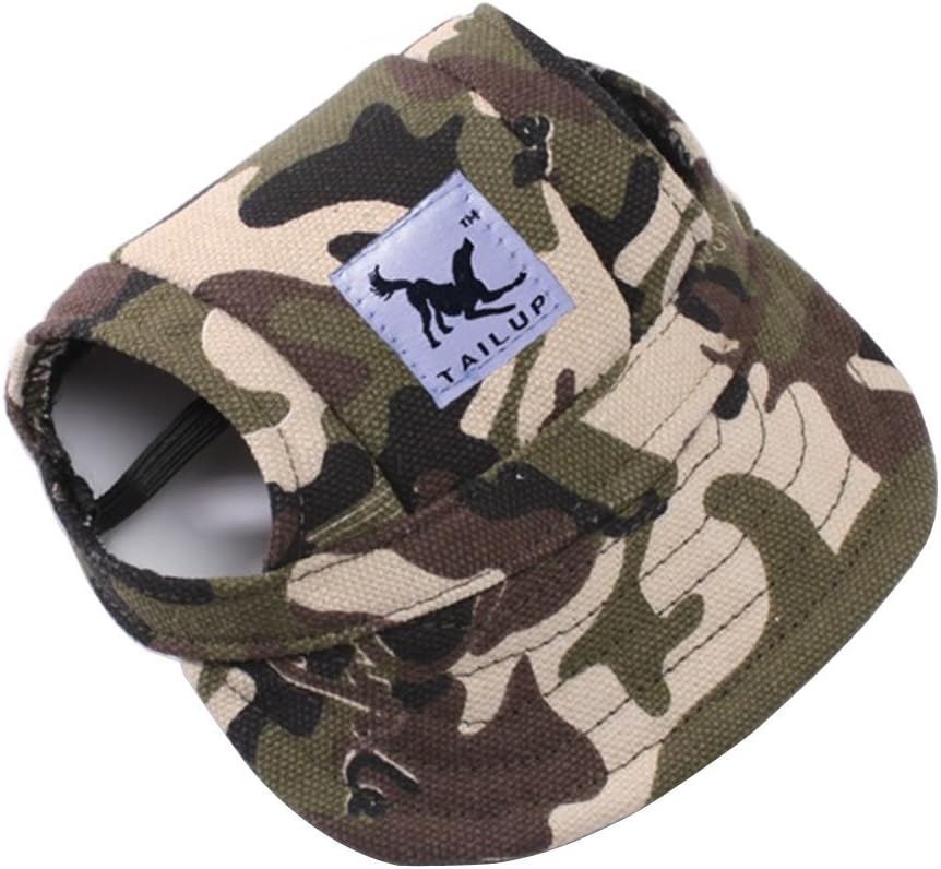 Photo 1 of Harikaji Dog Hat,Dog Sunscreen Hat Baseball Cap Outdoor Sports Hat with Ear Holes Chin Strap Adjustable Hat for Small and Medium Dog Large Dogs (M, Camouflage)
