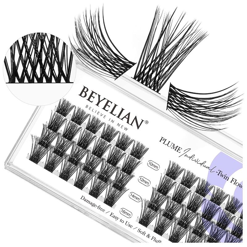 Photo 1 of DIY Eyelash Extension,Individual Cluster Lashes False Eyelashes Extension Natural Look Reusable Glue Bonded Black Super Thin Band 48 Lash Clusters Mix by BEYELIAN (Style3 0.07 Mix Black Band)
