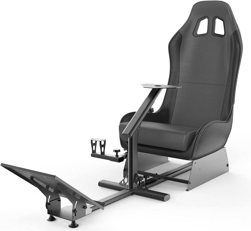 Photo 1 of cirearoa Racing Wheel Stand with seat gaming chair driving Cockpit for All Logitech G923 | G29 | G920 | Thrustmaster | Fanatec Wheels | Xbox One, PS4, PC Platforms (Black/Grey)
