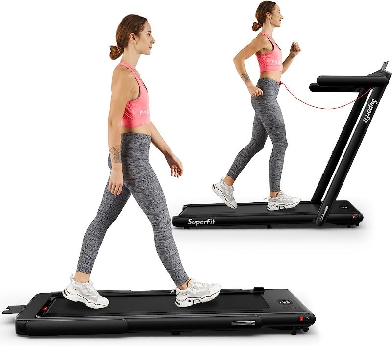 Photo 1 of Goplus 2 in 1 Folding Treadmill, 2.25HP Superfit Under Desk Electric Treadmill, Installation-Free with Blue Tooth Speaker, Remote Control, APP Control and LED Display, Walking Jogging for Home Office

