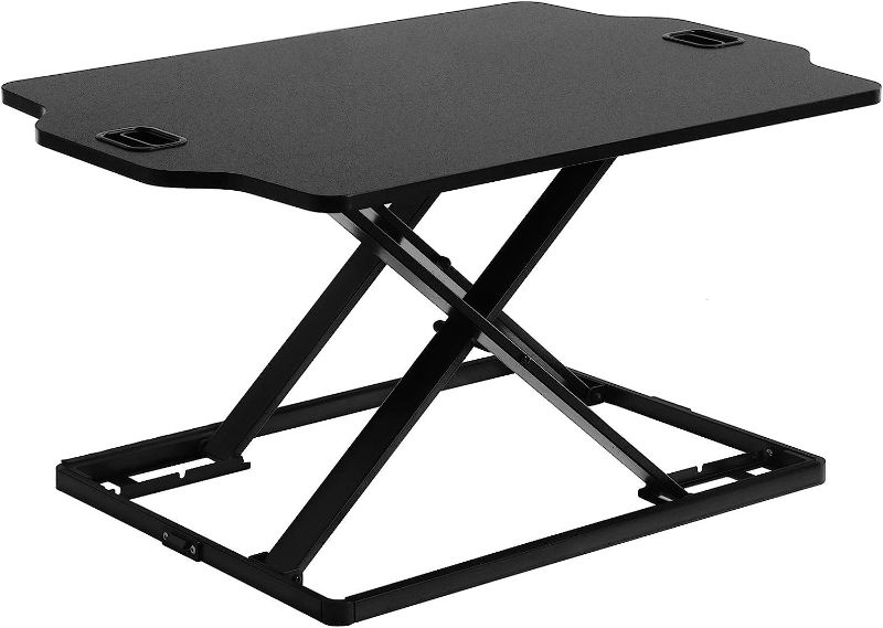 Photo 1 of SONGMICS Standing Desk, Height Adjustable Sit-stand Workstation Converter, Lightweight Stand Up Desk, for Computer, Laptop and Office Supply, Black LSD02BK
