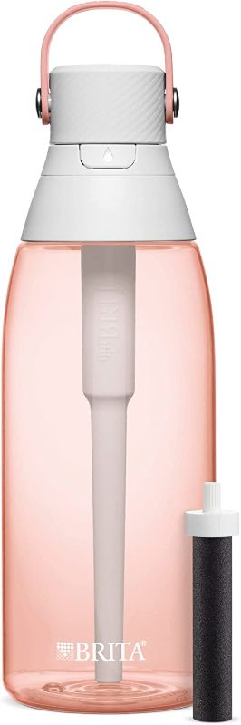 Photo 1 of Brita Premium Filtered Water Bottle with Straw, Reusable, BPA Free Plastic, Blush, 26 Ounce,1 count
