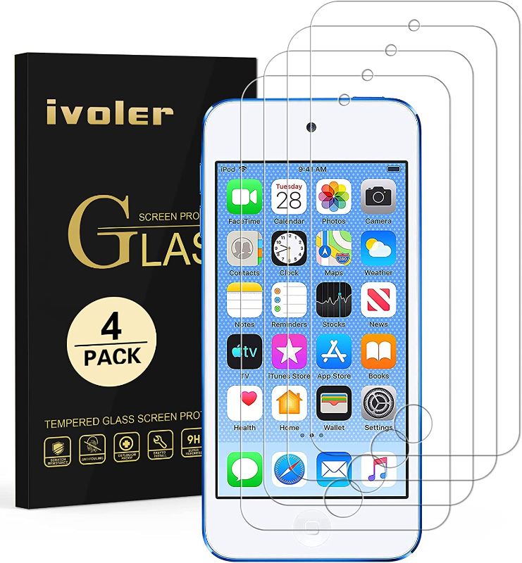 Photo 1 of ivoler [4 Pack] [Tempered Glass] Screen Protector Compatible iPod Touch 7G 2019 6G 5G (7th 6th 5th Generation), 0.2mm Ultra Thin 9H Hardness 2.5D Round Edge
