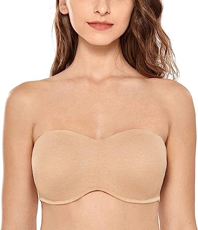 Photo 1 of DELIMIRA Women's Jacquard Bandeau Underwire Minimizer Strapless Bra for Large Bust 38E
