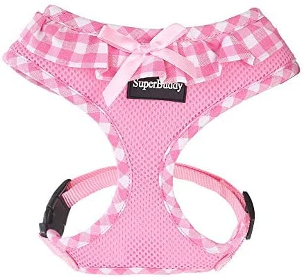 Photo 1 of SuperBuddy Upgraded Soft Mesh Dog Harness, Super Breathable Lightweight Pet Harnesses for Puppy Outdoor Walking, Pink -XSmall
