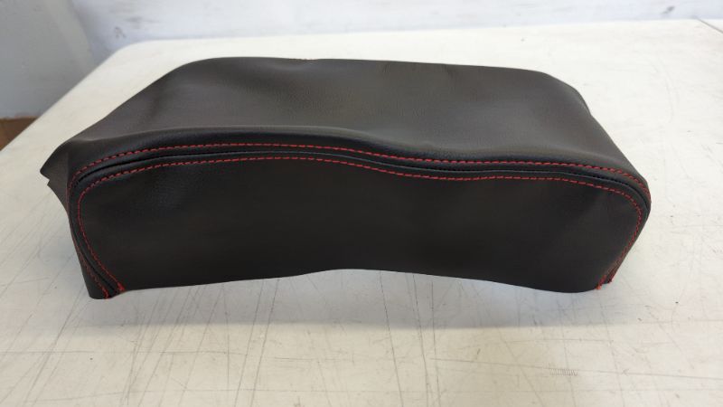 Photo 2 of Fits 1994-2001 Acura Integra Real Black Leather Armrest Center Console Cover with Red stitching. (Skin Only)
