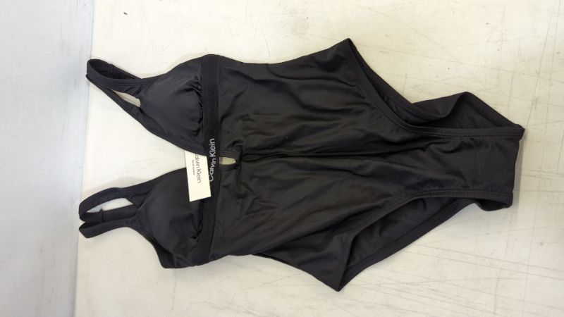 Photo 2 of Calvin Klein Calvin Klein Women's Logo V-Neck Cut Out One Piece Medium Jet Black