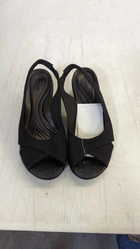 Photo 2 of Crocs Women's Leigh Ann Slingback Wedge Sandal 4 Black/Black