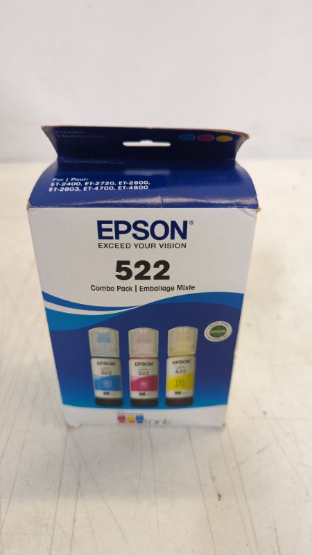 Photo 2 of EPSON T522 EcoTank Ink Ultra-high Capacity Bottle Color Combo Pack (T522520-S) & T522 EcoTank Ink Ultra-high Capacity Bottle Cyan (T522220-S) for Select Epson EcoTank Printers Ink