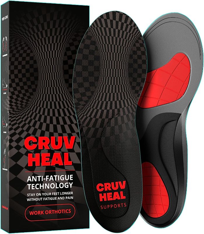 Photo 1 of (New) Work Orthotic Insoles - Anti Fatigue Medium Arch Support Shoe Insert Men Women - for Plantar Fasciitis Flat Feet Leg - Relieve Foot Pain - Work Boot Insoles for Standing All Day (S, Gray)
