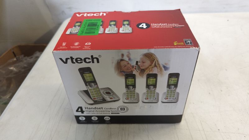 Photo 2 of VTech CS6529-4 DECT 6.0 Phone Answering System with Caller ID/Call Waiting, 4 Cordless Handsets, Silver/Black Silver 4 Handsets Phone