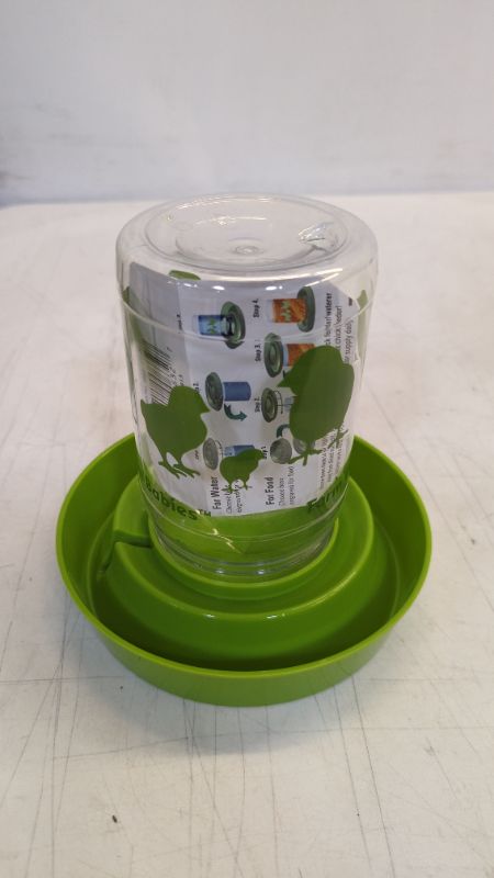 Photo 2 of Lixit Clear/Green Farm Babies Baby Chick Feeder-Fount 32 oz.