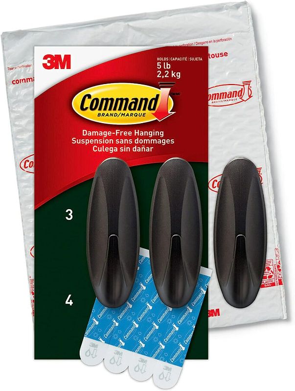 Photo 1 of Command Outdoor Large Hooks, Bronze, Holds up to 5 lbs, 3-Hooks, 4-Strips, Decorate Damage-Free
