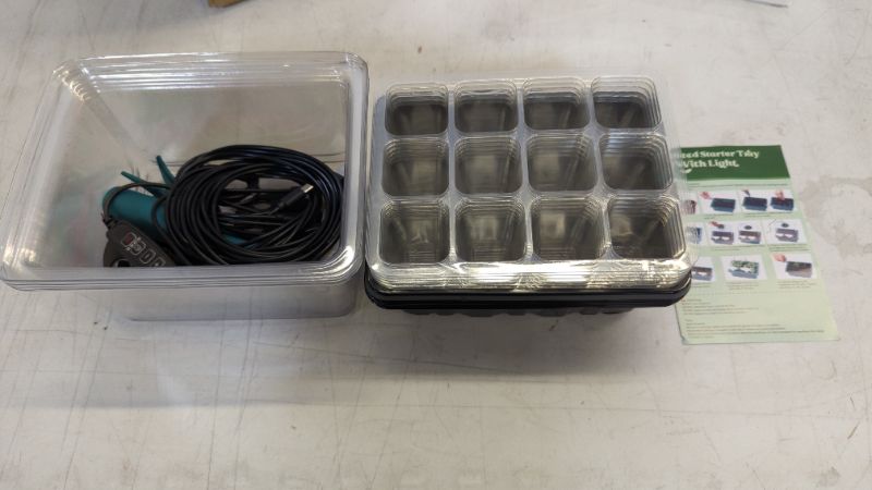 Photo 1 of Reusable Seed Starter Trays with Grow Light, Seedling Starter Tray, 5 Pack 60 Cells Humidity Adjustable Greenhouse Germination Kit for Seed Growing Starting
