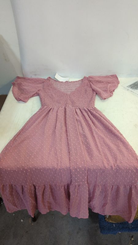 Photo 1 of V-Neck Cuff sleeve Pink Summer Dress Large