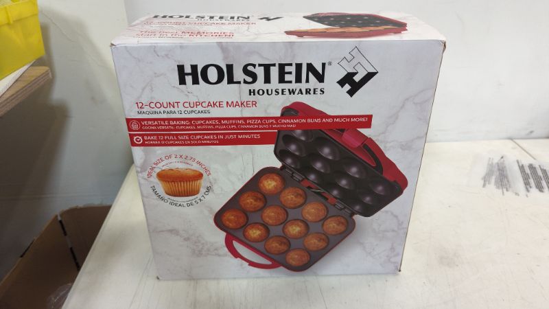 Photo 2 of Holstein Housewares Cupcake Maker, Non-Stick Coating, Red - Makes 12 Full Size Cupcakes, Muffins, Cinnamon Buns, and much more for Birthdays, Holidays, Bake Sales or Special Occasions RED Makes 12