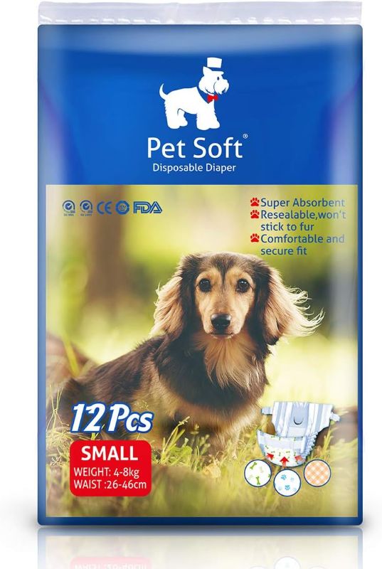 Photo 1 of Pet Soft Dog Diapers Female - Disposable Puppy Diapers, Cat Diapers 12pcs Small
