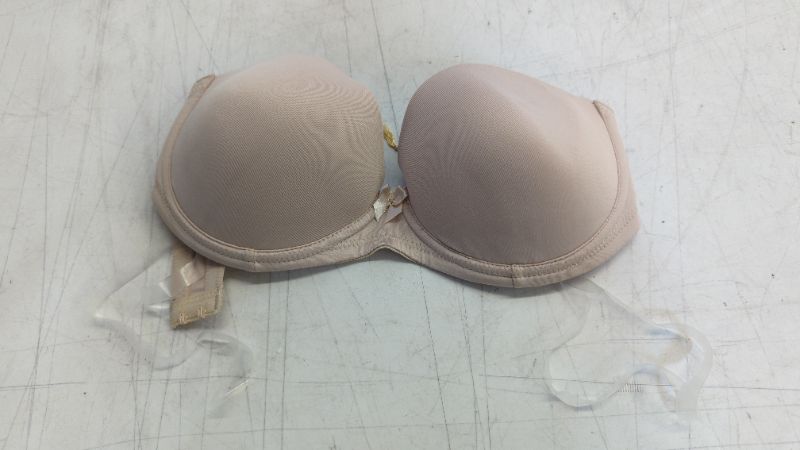 Photo 2 of Strapless Bra with Clear Back Invisible Strap Push Up Padded Underwire Backless Halter Bralette Beige 34B