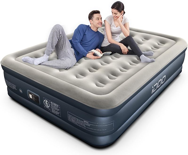 Photo 1 of iDOO Queen Air Mattress with Built in Pump, Inflatable Mattress for Camping & Guest, Blow Up Mattress, colchon inflable, Airbed - Self Inflating, Foldable, Portable & Comfortable, Air Bed 18" Raised
