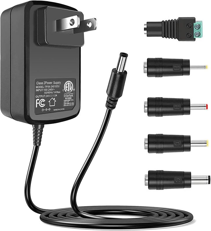 Photo 1 of 100V-240V to 24V 1A AC/DC Switching Power Supply Adapter with 5 Selectable Adapter Plugs
