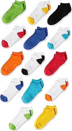 Photo 1 of Amazon Essentials Unisex Kids and Toddlers' Cotton Low Cut Sock, 14 Pairs
