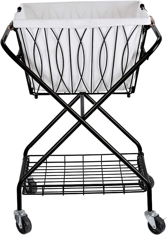 Photo 1 of Artesa Verona Collapsible Laundry Cart with Basket, Black Large
