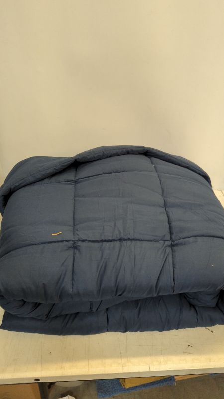 Photo 3 of All Season 250 GSM Comforter - Plush Siliconized Fiberfill Comforter - Box Stitched (Navy, King)
