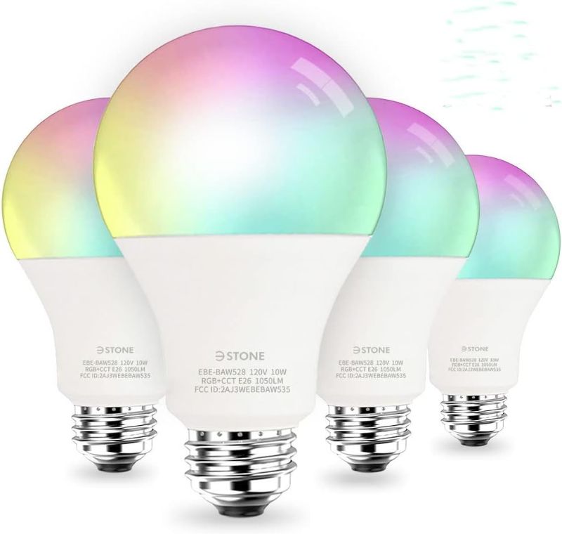 Photo 1 of [2023 Upgraded]Smart Light Bulbs(Pack of 4), 3Stone 100W Equivalent WiFi LED Color Changing Bulb Dimmable 2700K-6500K RGBCW, Works with Alexa, Google Home 2.4Ghz Only, A21 10W E26 Tunable White No Hub
