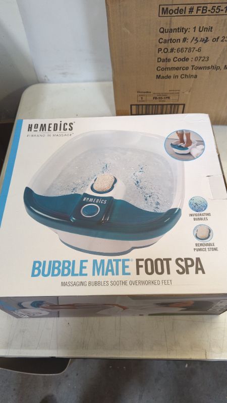 Photo 2 of HoMedics Bubble Mate Foot Spa, Toe Touch Controlled Foot Bath with Invigorating Bubbles and Splash Proof, Raised Massage nodes and Removable Pumice Stone