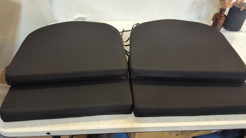Photo 1 of 4-Pack Black Cushion for Outdoor Chairs