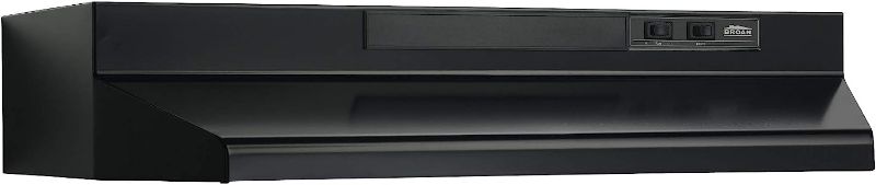 Photo 1 of Broan-NuTone F403023 30-inch Under-Cabinet 4-Way Convertible Range Hood with 2-Speed Exhaust Fan and Light, Black Black 30-Inch Range Hood